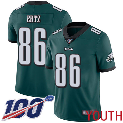 Youth Philadelphia Eagles #86 Zach Ertz Midnight Green Team Color Vapor Untouchable NFL Jersey Limited Player 100th->youth nfl jersey->Youth Jersey
